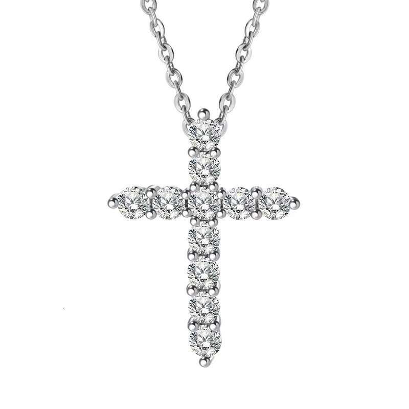 Hip Hop Design VVS Iced Cut Moissanite Diamond Cross Pendant S925 Sterling Silver Necklace For Women Men Jewelry Best Gift