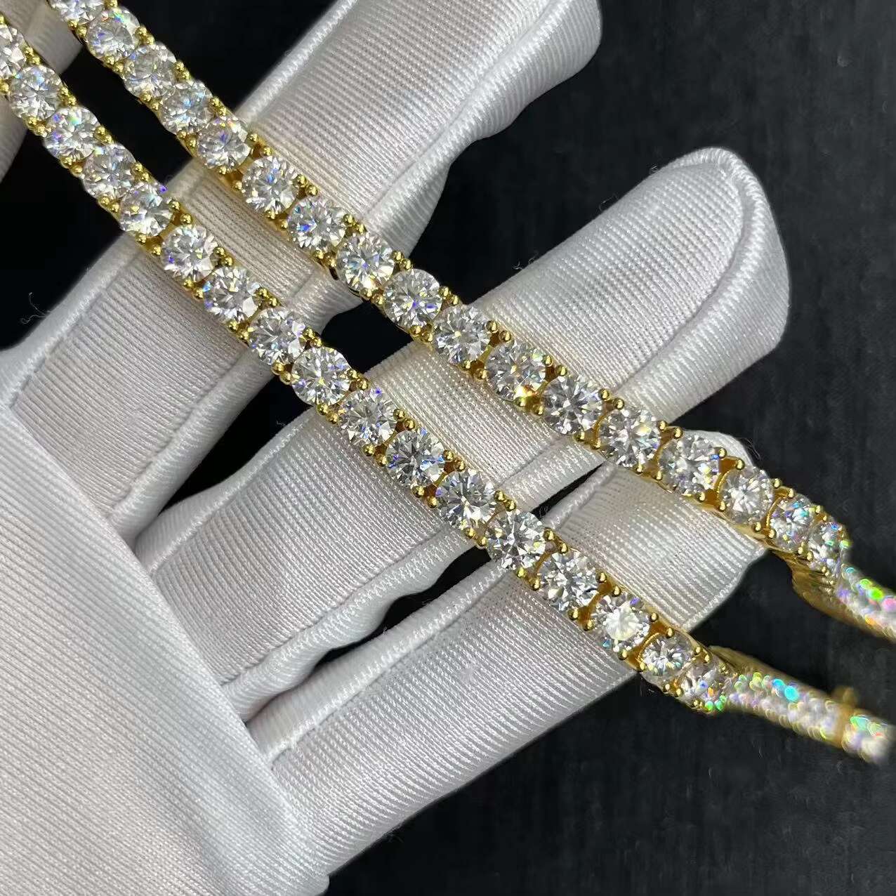 Luxury Real Diamond Tennis Chain Jewelry 5MM 22 Inches Gold Moissanite Tennis Chain Necklace