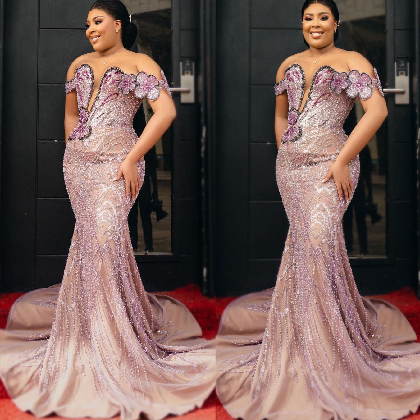 Champagne Mermaid Prom Dresses 2025 Beaded Flowers Sequined Illusion Evening Formal Party Second Birthday Engagement Gowns Plus Size Dress For Special