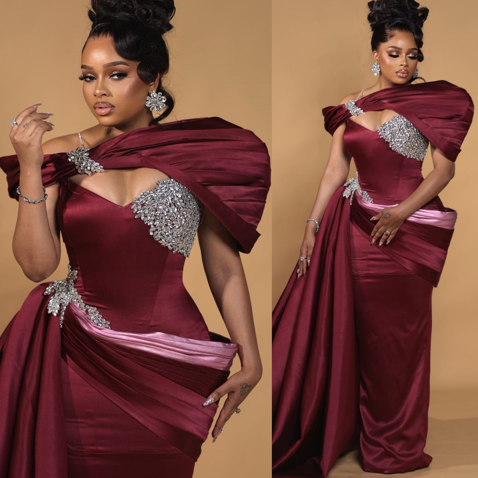 Burgundy Sheath Prom Dresses 2025 Crystals Satin Spaghetti Evening Formal Party Second Birthday Engagement Gowns Plus Size Dress For Special Occasions
