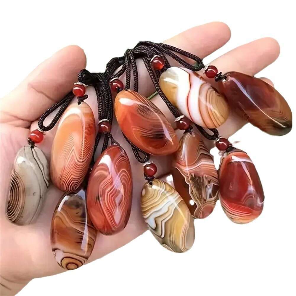 Natural Fossil Necklace Raw Stone Mineral Specimen Unisex Jewelry Pendant Colorful Conch Slice