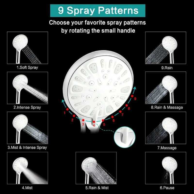 Shower Head 8 Inch High Pressure Rainfall Shower Head/Handheld Shower Combo with 11 Inch Extension Arm X250612