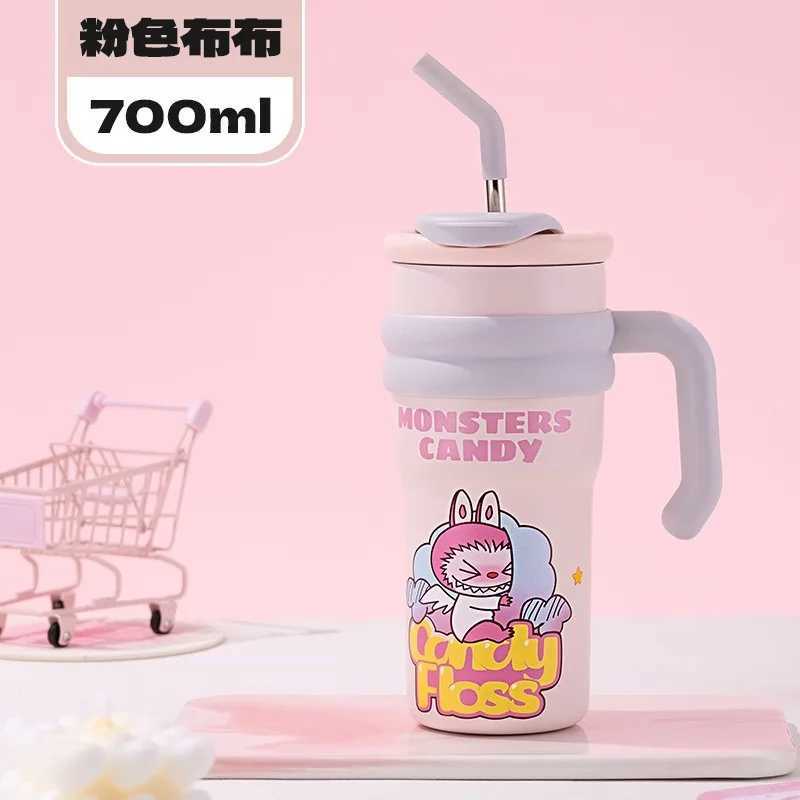 700ml Labubu Vacuum Cup Anime Cute Students STR CUP Large Capacity Portable Children Travel Water Cup Girl Gifts XJ250612