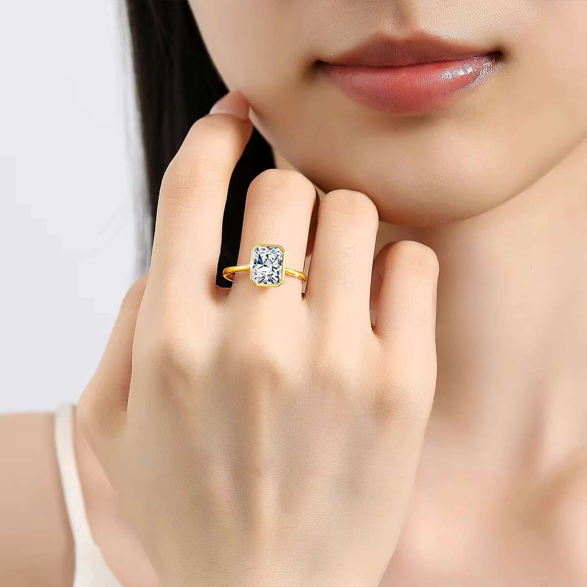 Wholesale Hollow 14K Gold 3ct Radiant Cut Moissanite Diamond Engagement Rings Fine Jewelry for Women Original Joyas De Oro