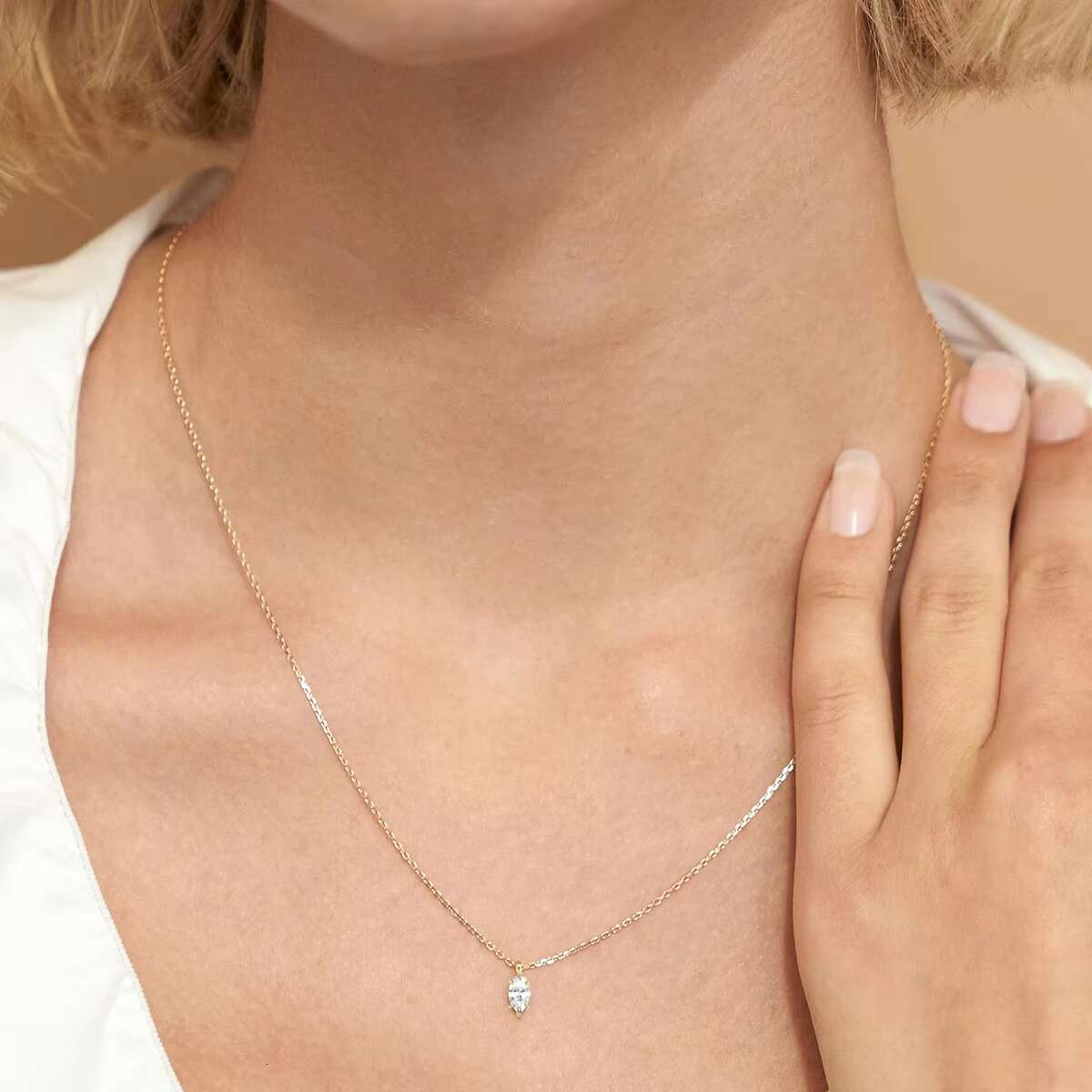 Quality Jewelry Supplier Custom Wholesale Woman 6 Claws 0.5ct 1ct 2ct Marquise Cut Moissanite Pendant Real 585 14K Gold Jewelry