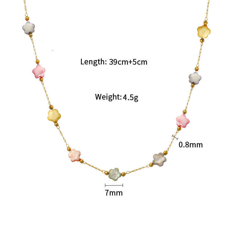 Hot Selling Dopamine Multicolor Geometric Pentagram Jewelry Natural Stone Bohemian Style Titanium Steel Necklace