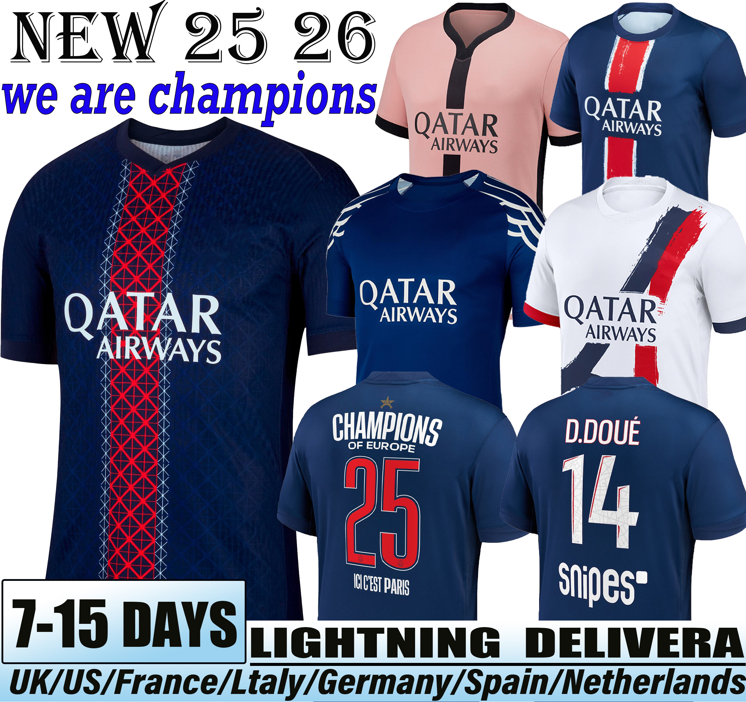 PSGES maillot de foot KVARATSKHELIA O.DEMBELE hakimi soccer jerseys Barcola Neves Vitinha D.DOUE football shirts men Player version kids kits