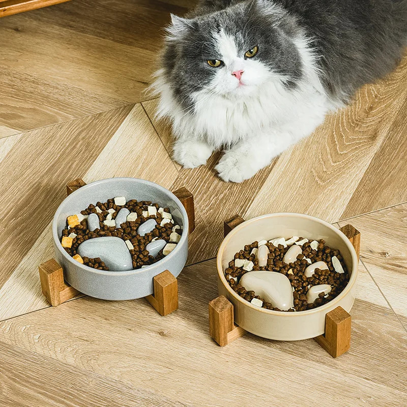 Slow Food Bowl Ceramic Food Bowl for Dogs and Cats Slow Food Bowl Pet Supplies Anti Knock Anti Choke Feeder 250612