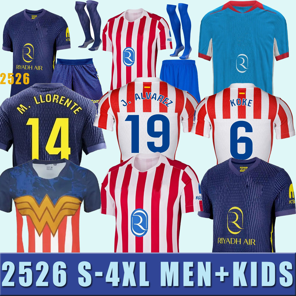 2025 2026 S-4XL ATLETICO Soccer Jerseys GRIEZMANN J. ALVAREZ BARRIOS 2024 2025 DE PAUL CORREA MOLINA mADriDs LEMAR football shirt men kids kit sets uniforms