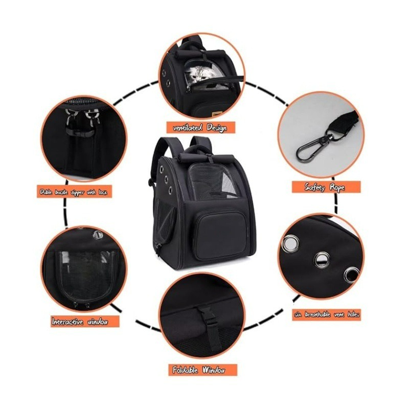 Expandable Pet Backpack Carrier for Cats and Small Dogs - Ventilated & Foldable