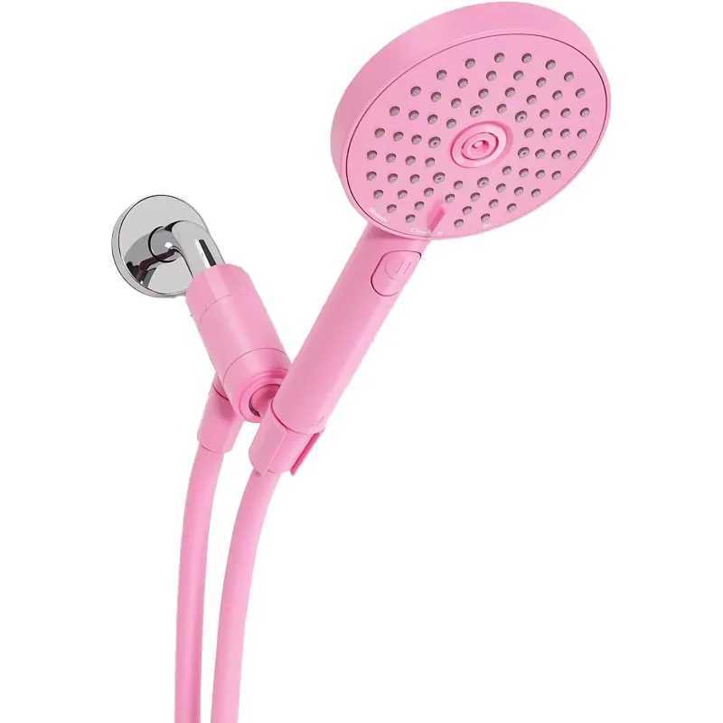 Handheld Shower Head High Pressure 3 Spray Functions Plus Pause Extra Long 70 Inch Hose Silicone Nozzles Pink X250612