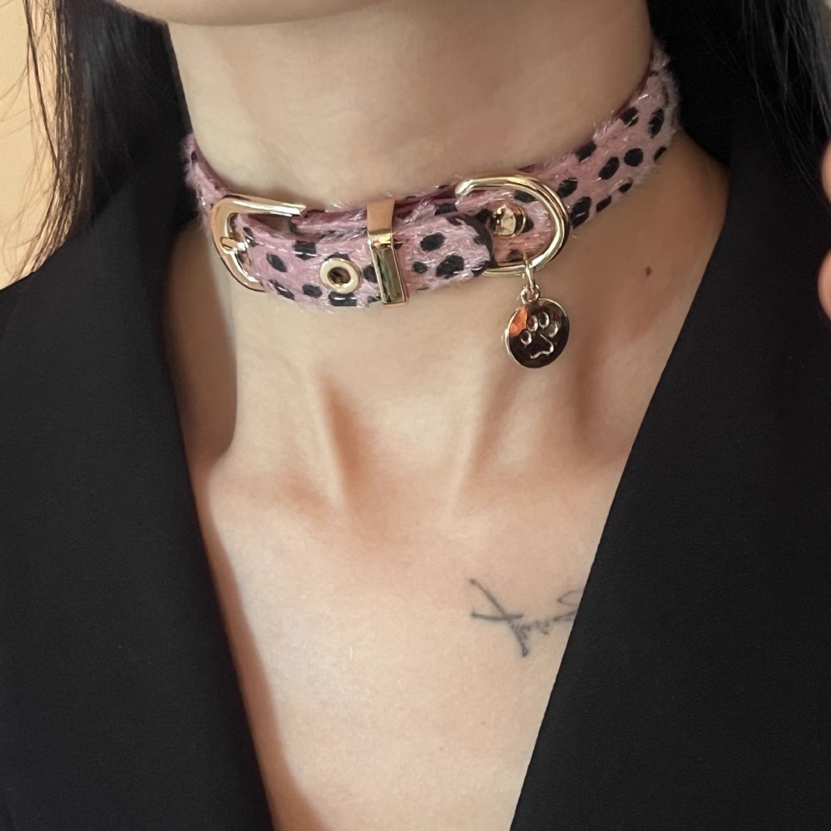Choker Leopard 3PCS/LOT Black Red Girds Y2K hip-hop Rock Contrast Fluorescent Alien Pendant pink Chain Necklace