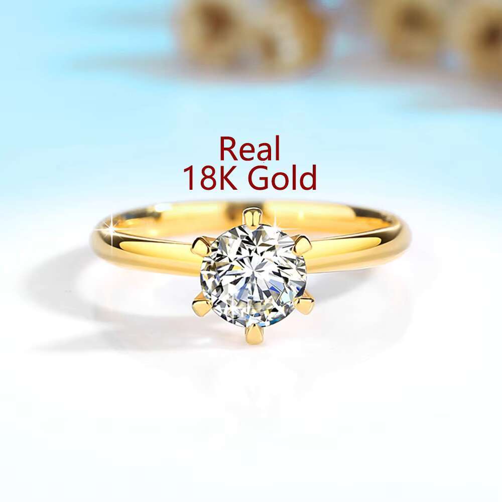 Quality Jewelry Femme Bague De Fiancailles 1 ct Moissanite Diamond Rings Woman Hollow 18K Gold 5D Ring
