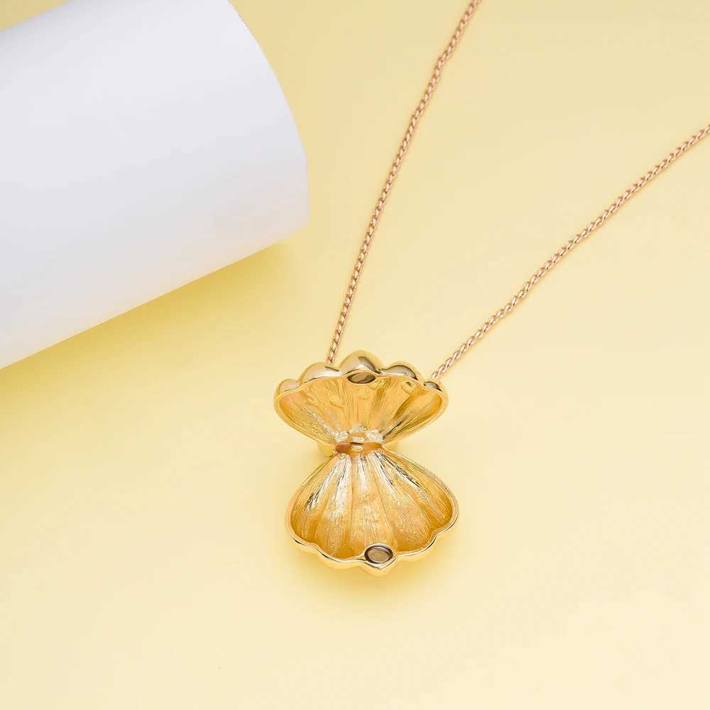 Catuni Shell Melody Exquisite Mermaid Necklace Openable Locket Pendant Gold Color Jewelry accessory Gift for Girl Women Daughter W250612