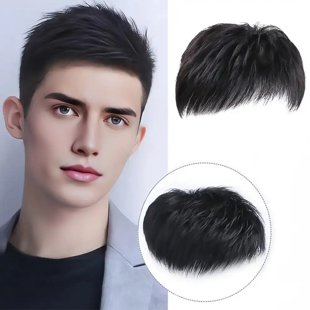 Men Hairpiece Stylish Men Wig Natural-looking Mens Synthetic Hair Wig for Spots Gray Hair Coverage Short Straight Hairpiece 250612
