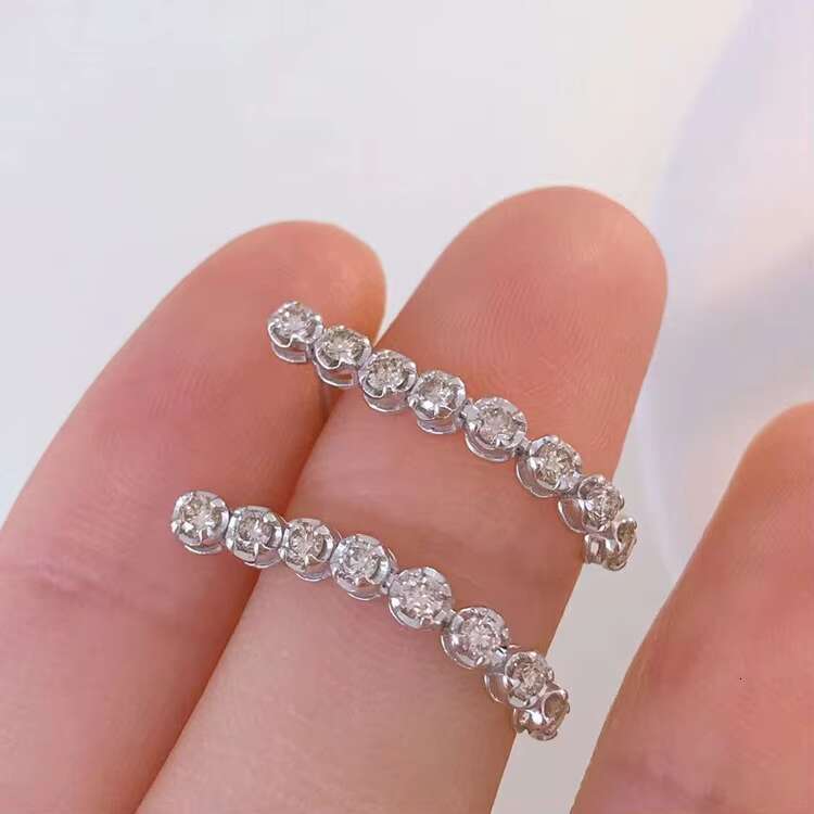 Fine Jewelry Earrings 18K White Gold Bezel Set Moissanite Chandelier Earring Women