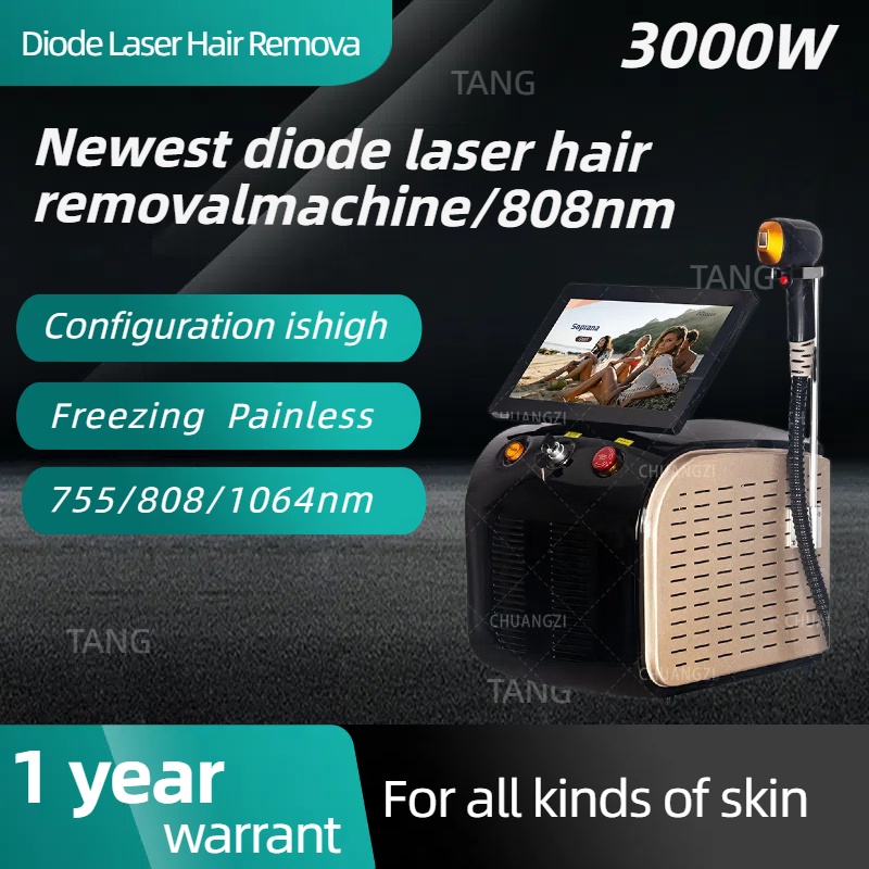 Professional 808nm semiconductor laser hair removal machine 808nm 755nm 1064nm 3 wavelength ice titanium painless permanent hair removal device