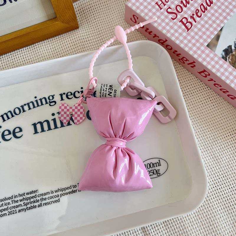 Cotton-Padded Leather Bowknot Sweet Trendy Girl Keychain Simple Cute Bag Pendant Fashion Versatile Hanging Decoration 250615