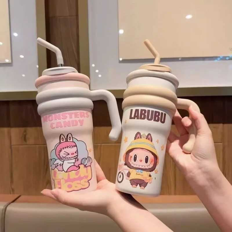 700ml Labubu Vacuum Cup Anime Cute Students STR CUP Large Capacity Portable Children Travel Water Cup Girl Gifts XJ250612