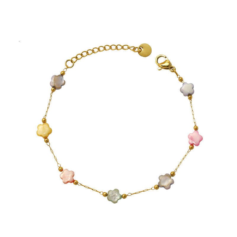 Hot Selling Dopamine Multicolor Geometric Pentagram Jewelry Natural Stone Bohemian Style Titanium Steel Necklace