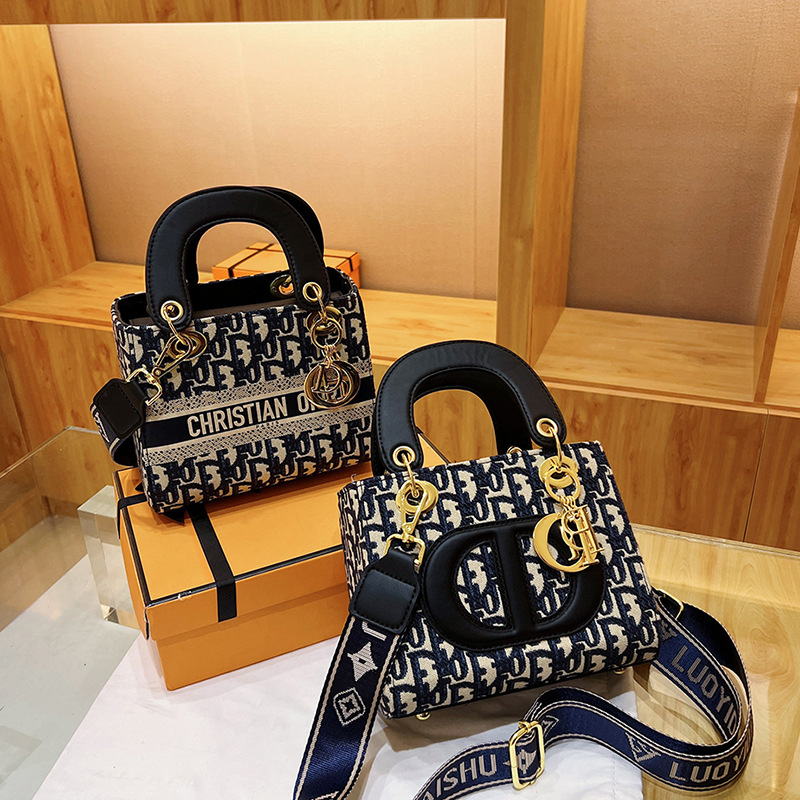 2025 hot new free shipping designer bags for womens black blue Advanced light luxury popular embroidery diagonal cross tote bag