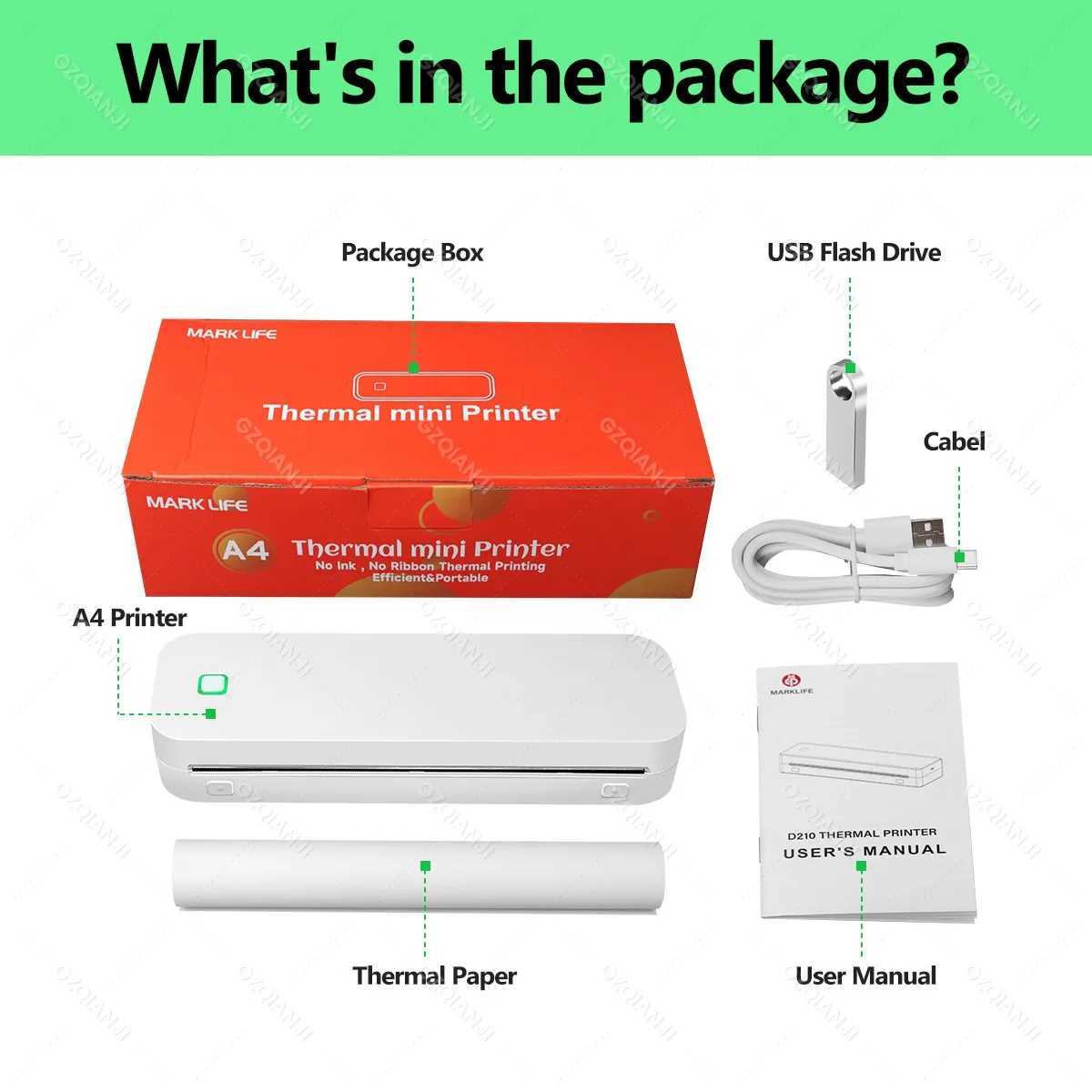 Portable A4 Bluetooth Thermal Printer Inkless Photo PDF Document Printer Memo Note Tattoo Print Wireless Tattoo Stencil Printer R250612