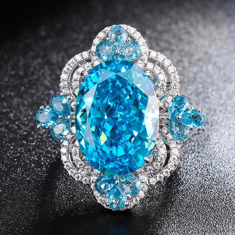 Chic Bridal Ensemble Featuring Exquisite S925 Rhodium Plated Jewels Encrusted with Precious Diamonds and Vivid Blue Aquamarines