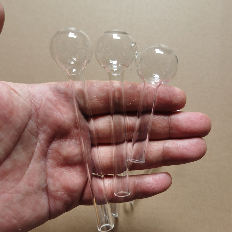 10pcs 12cm 10cm 7cm clear Smoking pipe 2mm thickened glass tube Big Ball Handcraft