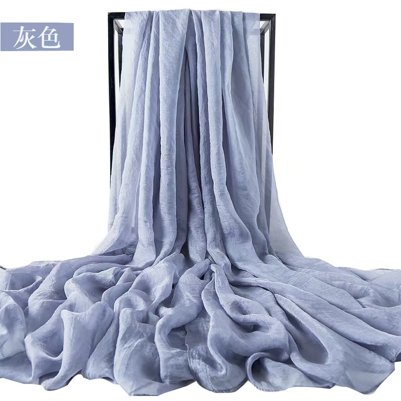 T948 summer beach towel sunscreen scarf solid color scarf female holiday silk scarf long versatile seaside shawl