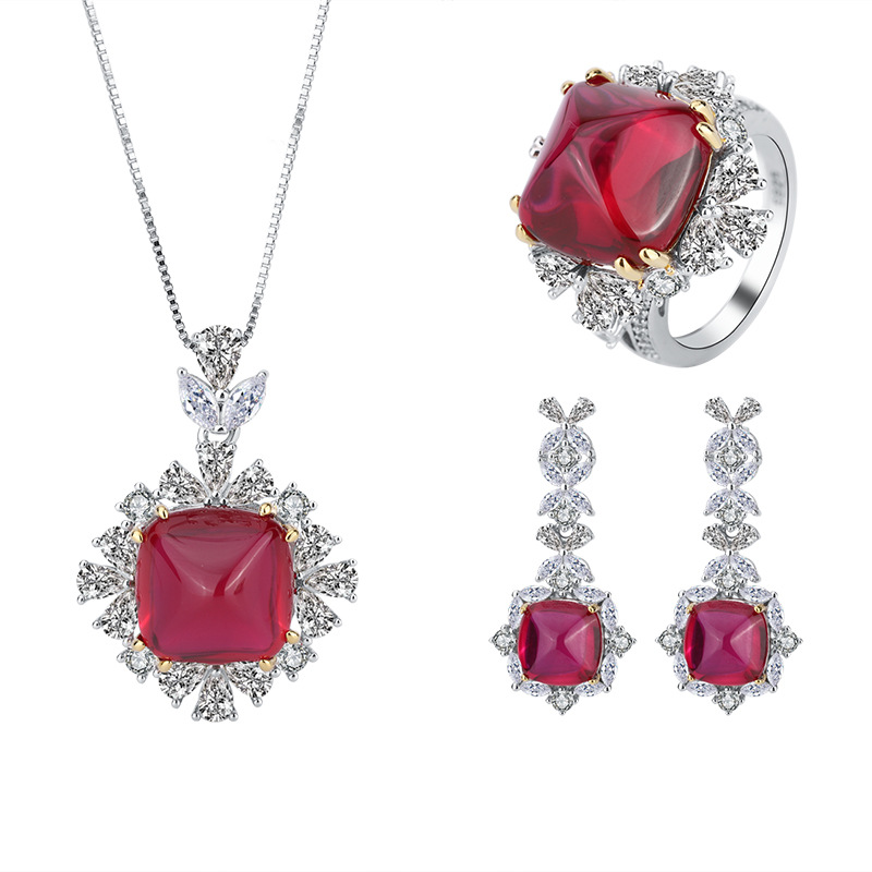 Sophisticated Ladies' Costume Jewellery Collection Featuring Sparkling Simulated Rubies
