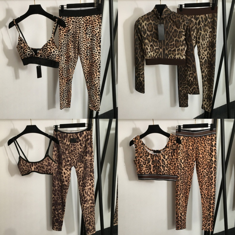 Designer Sports Set Womens Leopard Flower Print Yoga Suit Trendy Lady Woman Underwear Tight Trousers Women Outdoor Outfit S-XL YGS026