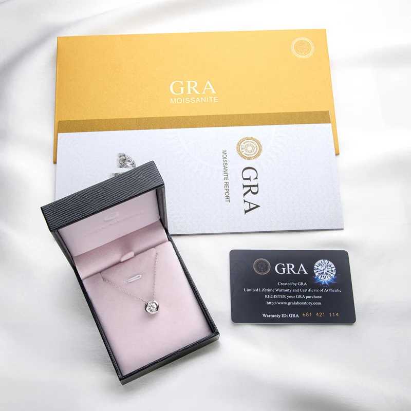 Lnngy 6.5mm Round Bezel Moissanite Pendant Necklace For Women 925 Sterling Silver Clavicle Chain Necklaces Jewelry Collare Mujer W250612