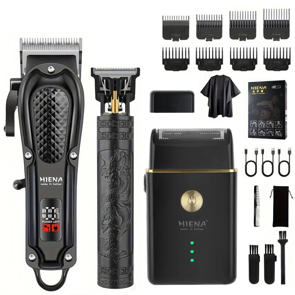 hiena 212 Professional Cutter Mans Clipper Set Metal Electric Cordless Trimmer for Barber LCD Display Hair cutt 250611 C260312