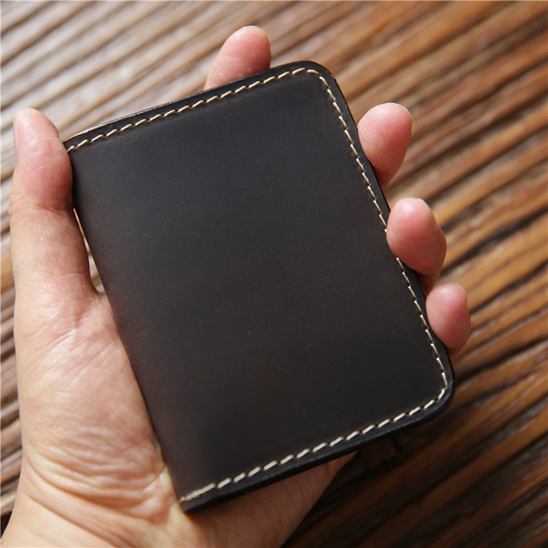 Retro Crazy Horse Leather Cards Cases Mens Cowhide Credit Card Holder Wallet Handmade Ultra-thin Slim Drivers License ID Cover 250208