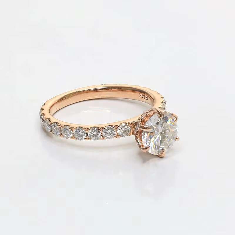 Paston Jewelry Silver925 Ring 1ct Round Moissanite Diamond Engagement Ring Women Trendy Wedding Jewelry