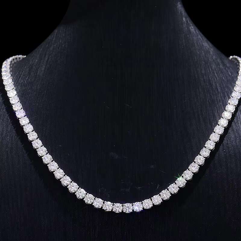 In Stock 2mm 3mm 4mm 5mm 6mm tennis chain moissanite VVS tennis necklace 925 sterling silver for Anniversary Birthday Gift