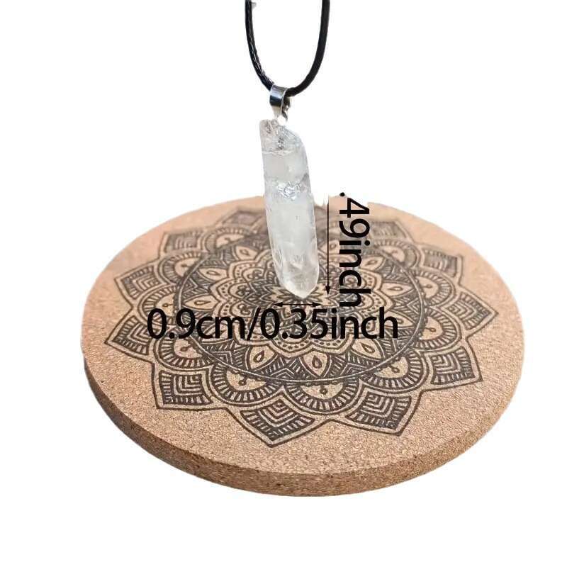 Natural White Single Necklace Crystal Rough Hexagonal Column Pendant Hanging Ornament Accessory Jewelry