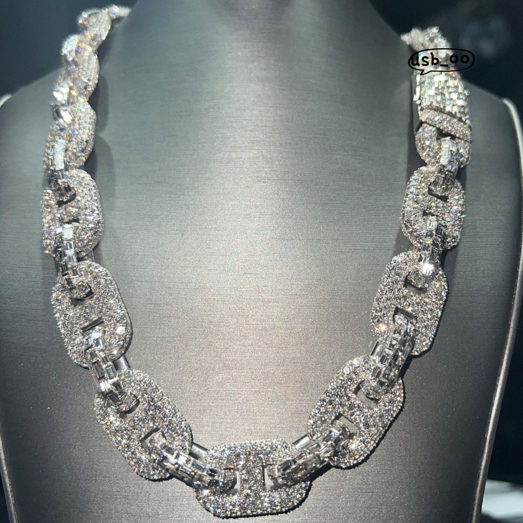 OACOCA Best Quality Customized 18mm Cuban Link Moissanite Diamond Chain 925 Sterling Silver White Gold Necklace