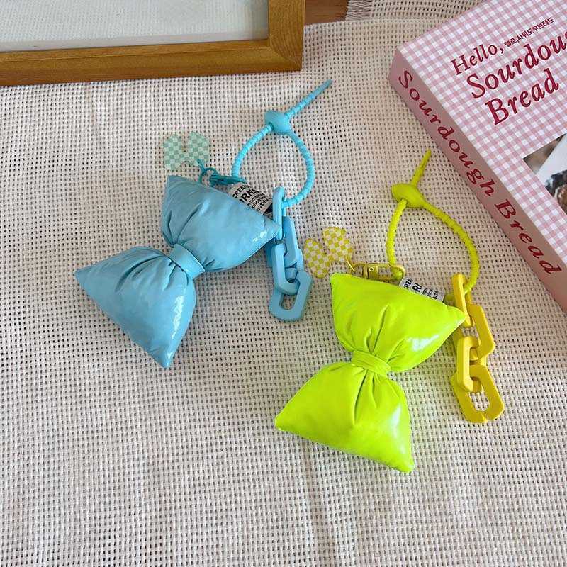 Cotton-Padded Leather Bowknot Sweet Trendy Girl Keychain Simple Cute Bag Pendant Fashion Versatile Hanging Decoration 250615