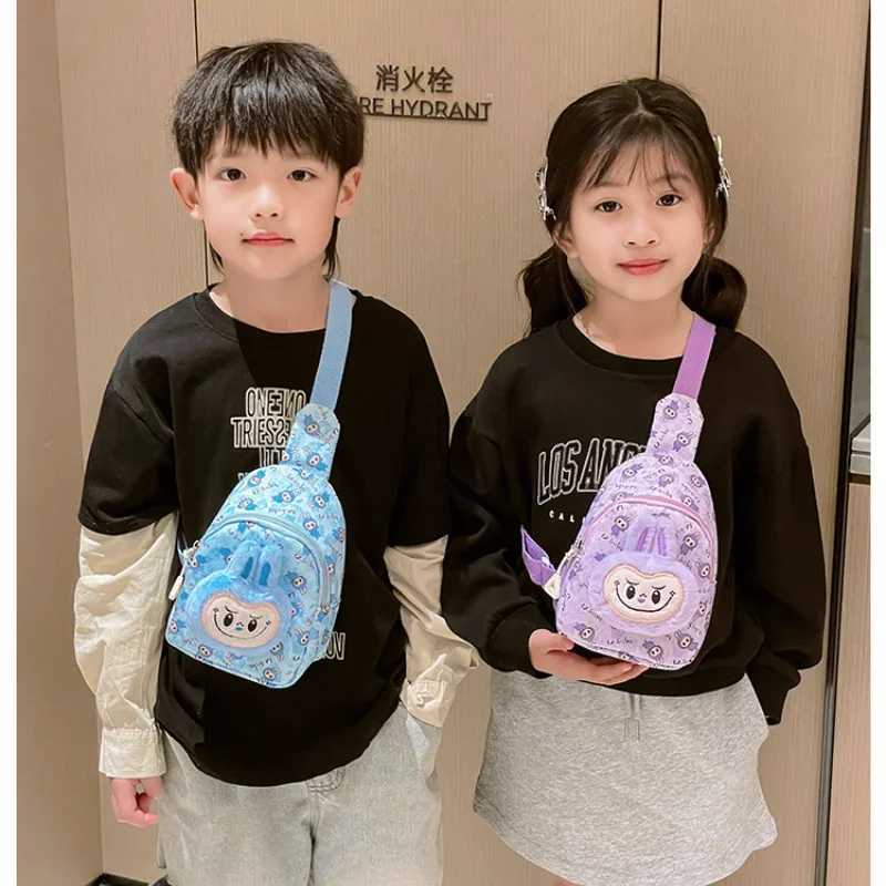 New Labubu Children Chest Bag Fashion Crossbody Bag Cute Plush Doll Zipper Coin Purse Leisure Backpack Childrens Gifts XJ250612