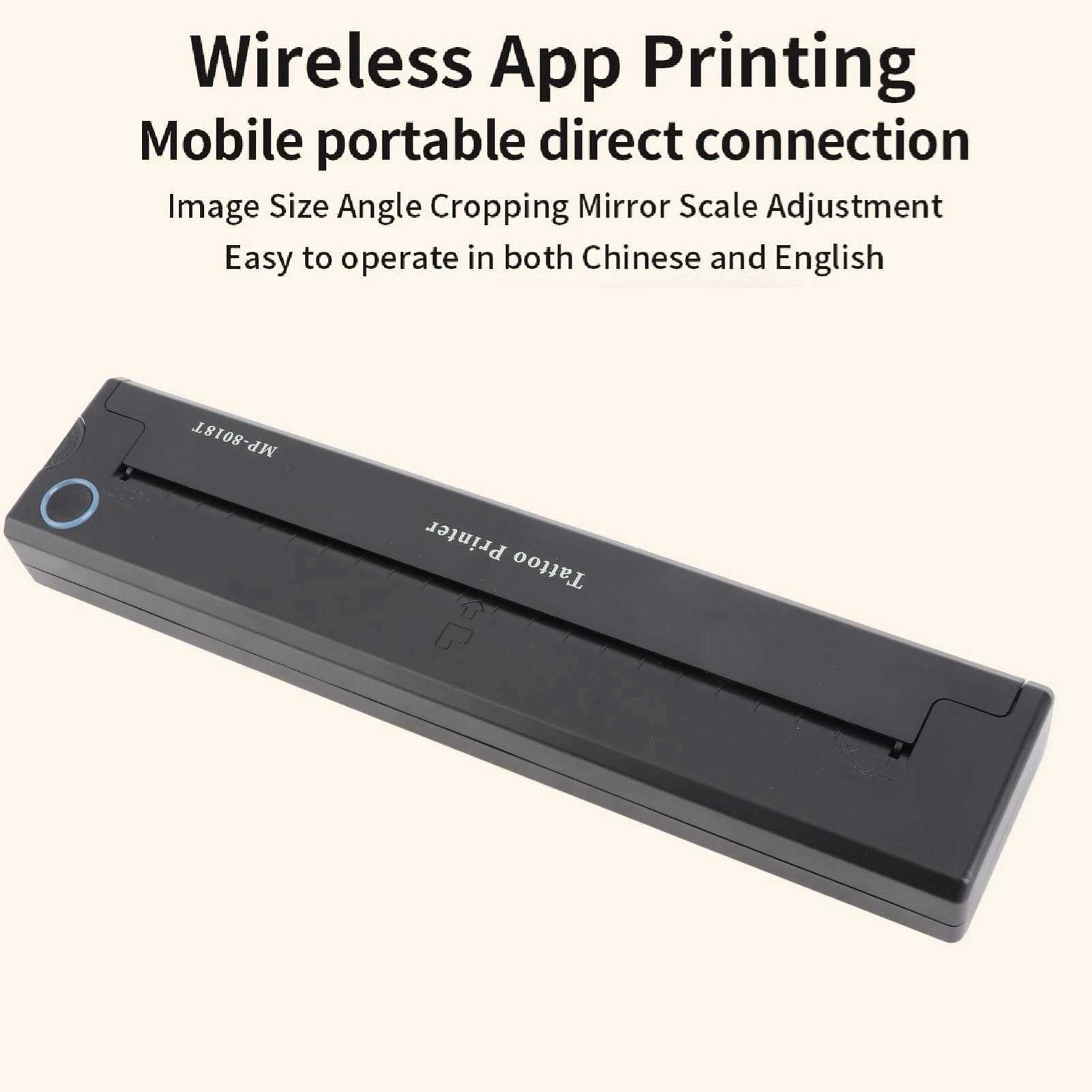 Printer Machine 2000mAh Wireless Thermal Stencil Printer for Tattooist Black Stencil Printer for Tattooing Transfer Printer R250612