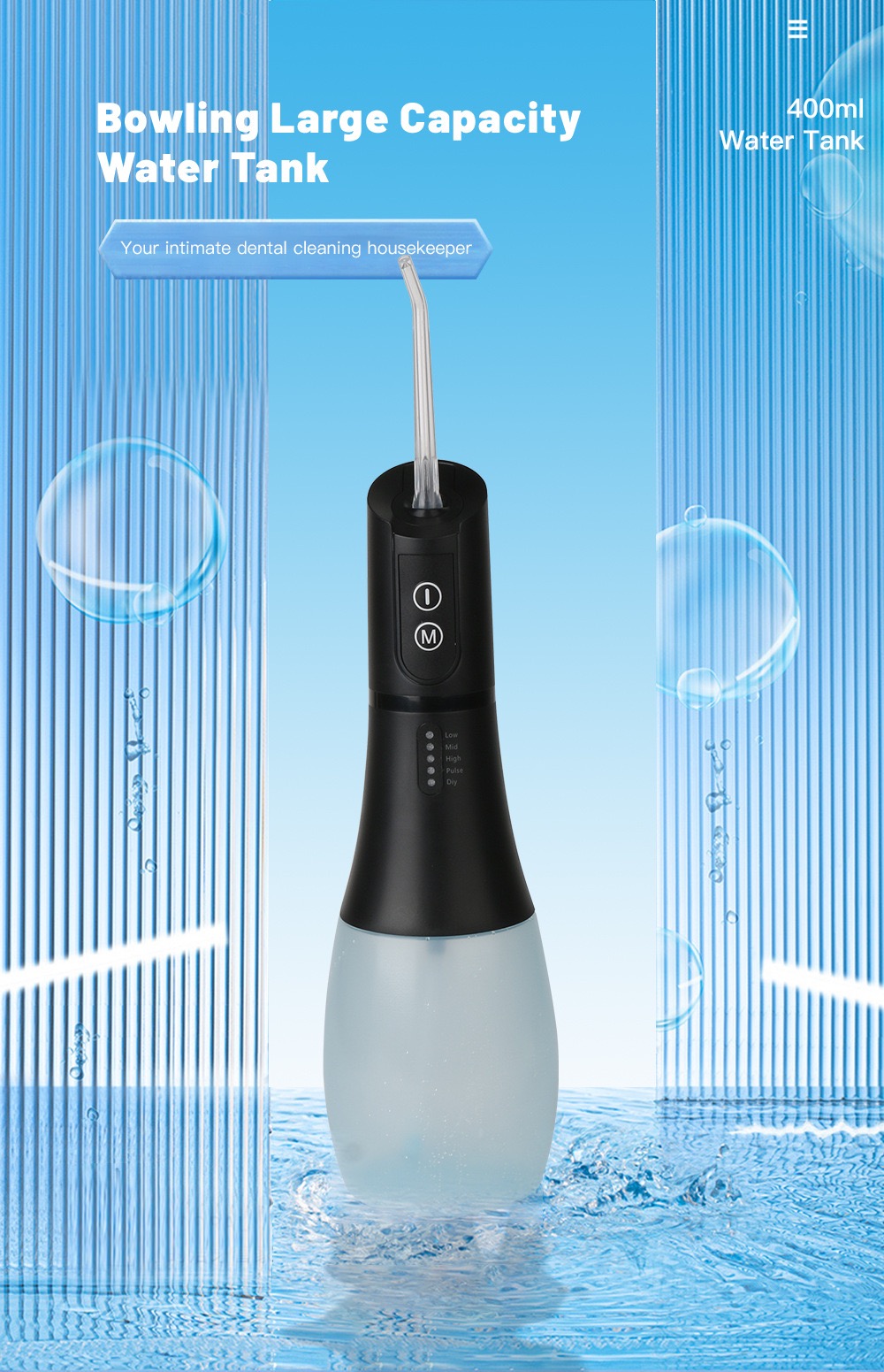 Oral Hygiene Care Products Portable Ultrasonic Smart Scaler 5 Mode Flosser Long Battery Life Portable Flosser 400ml Flosser Dental Cleaner