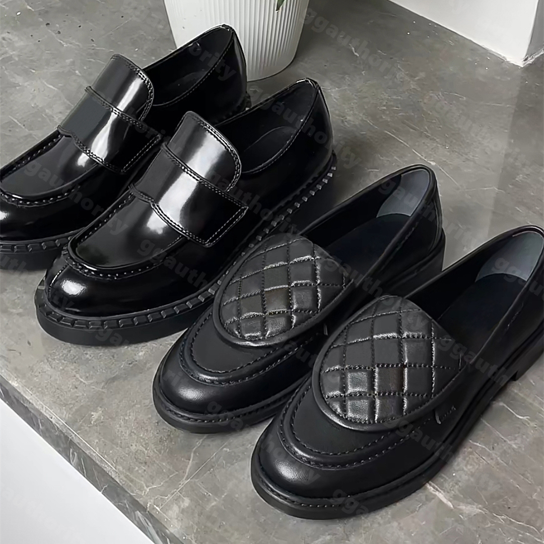 Designer Loafers Black Leather Womens Designer Loafer Shoes Slip On Fashion Flats Oxford Chunky Rubber Luxury Casual Platform Calfskin Dress Shoe Eur 35-42