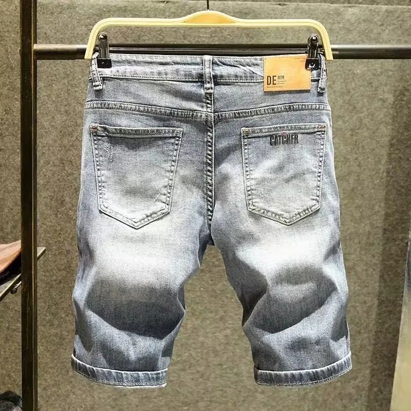 Summer Solid Color Straight Leg Stretch Sports Jeans Mens Casual Loose Comfortable Large Size High Quality Denim Shorts 250611Z