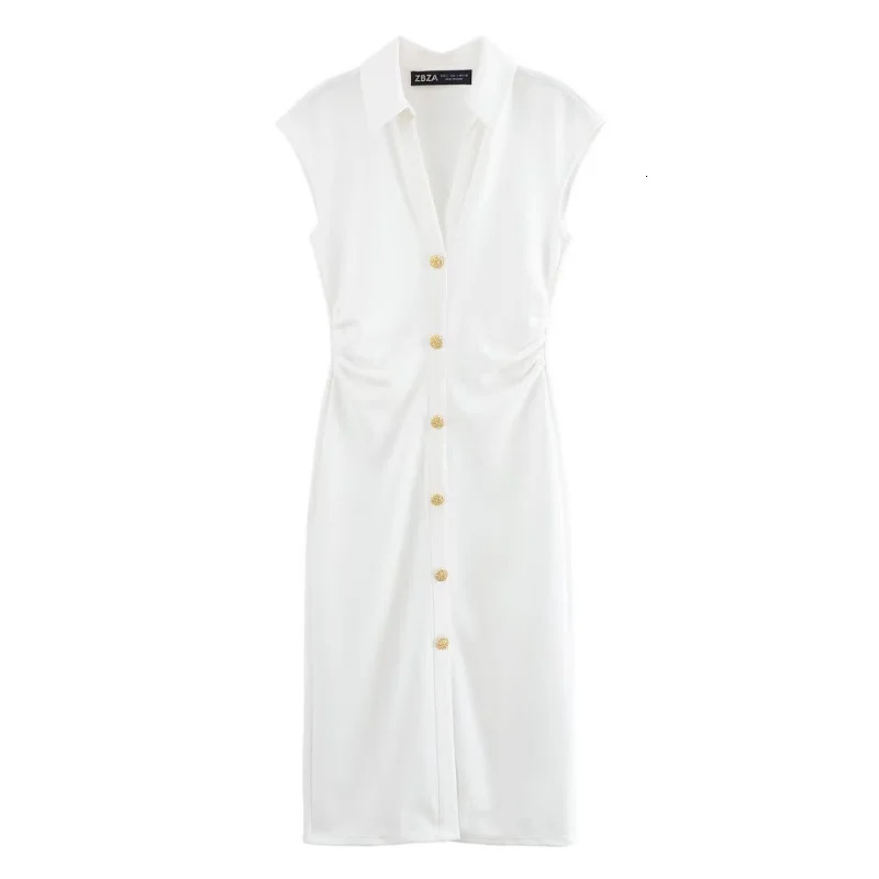 ETJ spring and summer TRAF womens elegant fashion bead cloth shirtstyle shortsleeved Vneck slimfit dress long skirt 250611