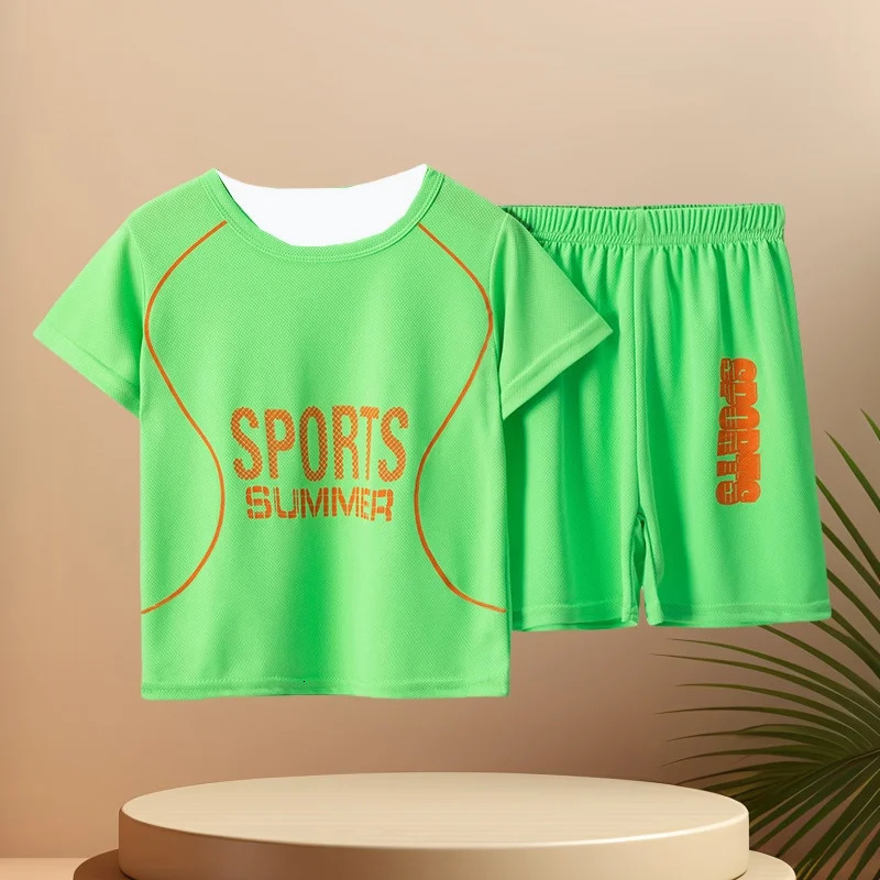 25 Summer Childrens QuickDrying Sports Color Suit Boys Running Playing Breathable Short Sleeves Girls Versatile Shorts 250612