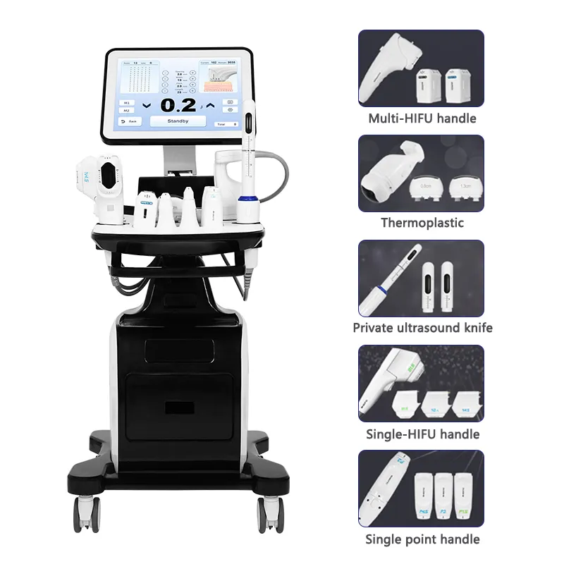 Vertical 5 in 1 MFU & FU Anti-Aging Wrinkle Removal 8D Hifu Ultrasounds Skin Tightening Skin Rejuvenation Face Lifting Viginal Tightening Hifu Slimmin