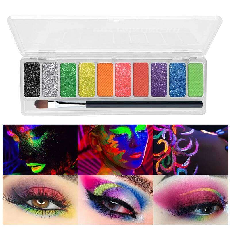 Eyeliner eye shadow palette makeup UV Glow in Dark Fluorescent Neon Face Paint Eyeshadow Makeup Cosmetics For sic Festival free shipping