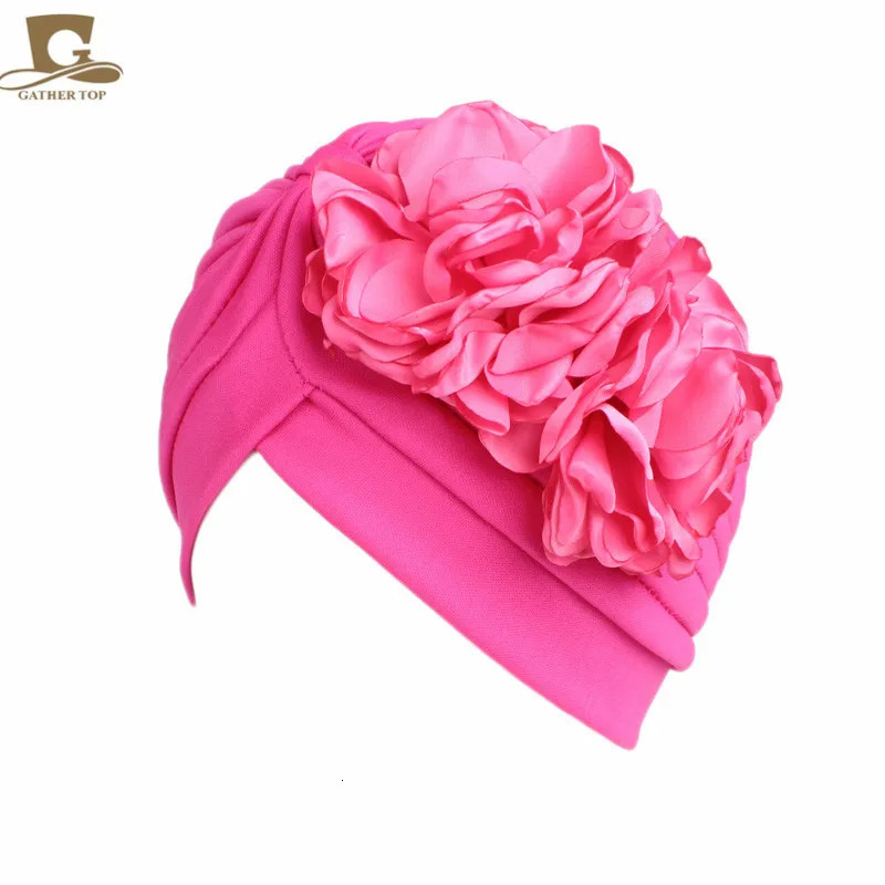 vintage double flower beanie turban style hat women headbands Turbante hair accessories 250612