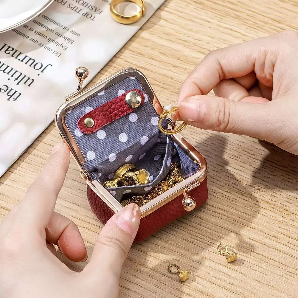 Genuine Leather Mini Jewelry Case for Necklaces & Rings - Portable Organizing Compact Storage